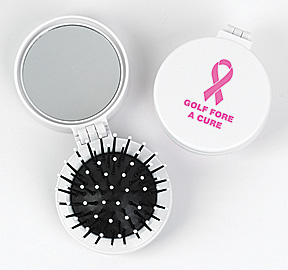 BREAST CANCER HAIR BRUSH WITH MIRROR